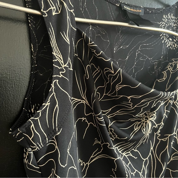 BCBG MAX AZRIA Sleeveless mock neck top floral print, fits XS-S stretchy fabric - Picture 4 of 5